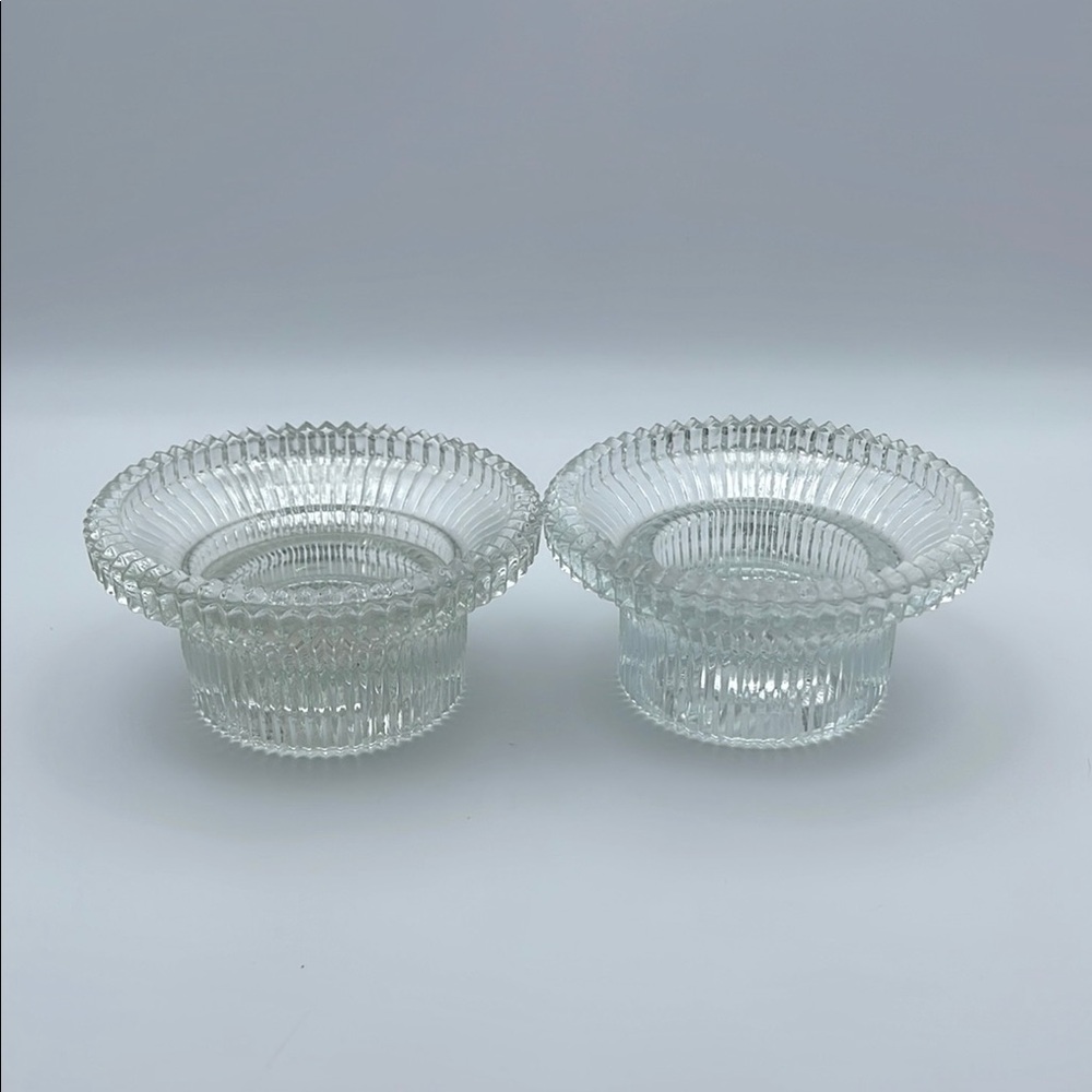 Vintage Lancaster Colony CO. Candle Lite‎ Indiana Clear Glass Reflections Set